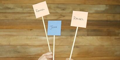 Create voting paddles for the wedding shower guests by attaching two Post-it® Super Sticky Notes back to back on a popsicle stick or skewer Create voting paddles for the wedding shower guests by attaching two Post-it® Super Sticky Notes back to back on a popsicle stick or skewer